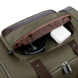 Cheap Price Unisex <b>Canvas</b> Duffel <b>Bag</b> 30-40L Zipper Closure Adjustable Strap Soft Handle Large Capacity Casual Gym Travel <b>Bag</b> - Product Image 4