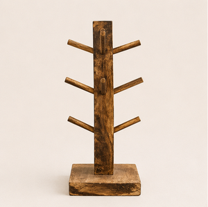 Wholesale Wooden Coffee Mug <b>Tree</b> Holder Natural Wood Tea Cup Hanging <b>Stand</b> With Removable Hooks Space-Saving Kitchen Storage - Product Image 6