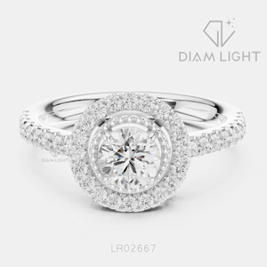 Bague de fiançailles et d'anniversaire en or blanc 14 carats avec diamant de laboratoire rond de 0,526 carats, bijoux fins, certifiée IGI, bague de mariage - Product Image 1
