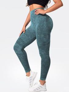 Legging de yoga taille haute élastique sans couture, longueur intégrale, avec effet froncé aux fesses, empiècement en maille, push-up, pour fitness et entraînement, séchage rapide, bleu - Product Image 5