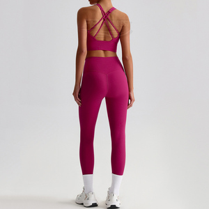 Ensemble de yoga 2 pièces haut de gamme pour femme, ultra-élastique, séchage rapide, écologique, respirant, sculptant, longueur intégrale – Entrepôt américain - Product Image 1