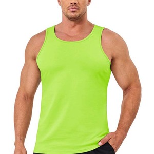 Débardeur Homme Vert Néon Séchage Rapide Col Rond Couleur Unie Décontracté Entraînement Gilet Tricoté Polyester Fitness Gym - Product Image 1
