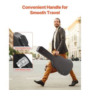 Custodia rigida per chitarra acustica a forma di zucca 43.31 con chiusura a chiave, imbottitura in PVC e rivestimento morbido per la protezione dell'strumento musicale - Product Image 5