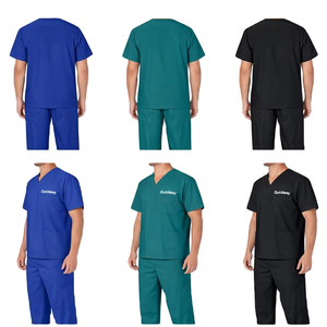 Ensemble de blouses d'hôpital unisexe, haut à col en V avec poches et pantalon assorti, vêtements de travail QuickWay - Product Image 1