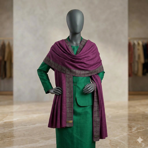 Women Cotton Zubda Viscose Shawl Solid Purple Brown Border Long Lightweight All Seasons Wear Elegant Scarf Wrap - Product Image 3