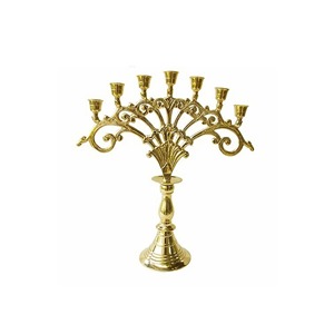7 Pillar Gold Metal <b>Candle</b> Stand Luxury Decorative <b>Candle</b> Holder For Dining Hall Centerpiece And Hotel Lobby Display From India - Product Image 1