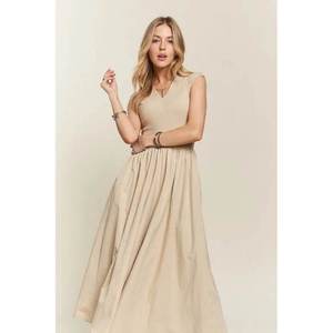 ADORA Vestido color canela con cuello en V y manga casquillo talla S - Product Image 5