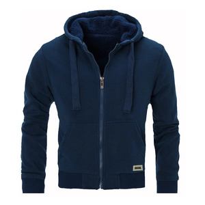 Sweat-shirt à capuche zippé pour homme, personnalisé, épais, doublé en sherpa, polaire lourd et chaud, avec poches et cordon de serrage, vêtement d'extérieur décontracté pour l'hiver - Product Image 1