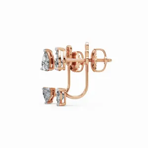 Boucles d'oreilles en diamants de laboratoire Heartfelt Radiance, taille cœur et poire, or rose 18 carats, ensemble tendance 4 pièces pour femmes - Product Image 2