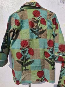 Pyjama en satin de coton fleuri pour femmes, pyjama de Noël à manches longues - Product Image 3