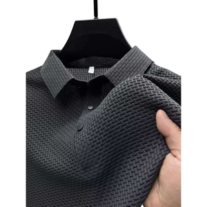 Polo Homme en Soie Glacée à Manches Courtes, Couleur Unie, Tissu Respirant Léger et Doux, Confortable – Vente en Gros - Product Image 3