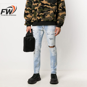 Jeans de Mezclilla Ligeros de Secado Rápido con Patrón 3D para Hombre, Elásticos de Algodón y Spandex, Estilo Boyfriend, Cintura Media, Elegantes, Cómodos y Duraderos - Product Image 2