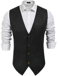 Gilet d'hiver pour homme en polyester/coton, style cowboy western, décontracté, coupe ajustée, col en V, sans manches, personnalisable OEM, vente en gros - Product Image 1