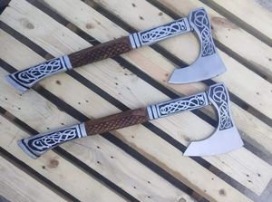 Thewizcrafts Hache de fendage personnalisée 19,5 pouces en acier D2, Tomahawk avec manche en bois de rose et étui en cuir, pour la chasse, le camping, cadeau pour papa - Product Image 3