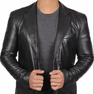 Veste en cuir véritable pour homme, personnalisée, nouvelle collection, style vintage gaufré, pour l'automne, en toile, vente en gros - Product Image 1