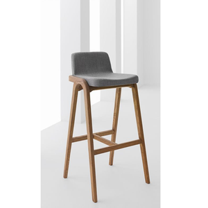 Chaise de comptoir en teck de qualité export avec revêtement en tissu - Product Image 1