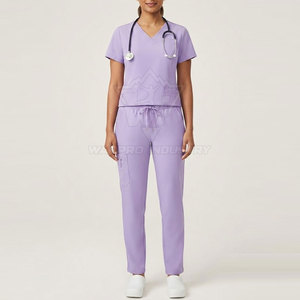 Professional Hospital <b>Scrub</b> <b>Set</b> For Women Short Sleeve Medical Uniform With Comfortable Straight Leg Pants - Product Image 3