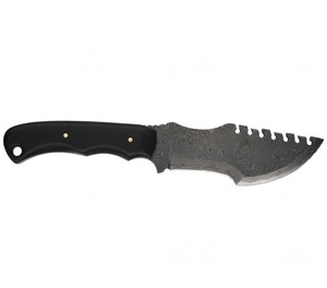 Outil utilitaire multifonctionnel artisanal en acier Damas, fabrication OEM personnalisée, lame à double tranchant, manche en G10 noir - Product Image 1
