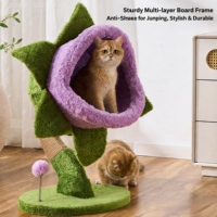 Structure d'escalade pour chat en bois XL avec lit en flanelle, arbre à chat peu encombrant pour chats de grande taille et petits appartements