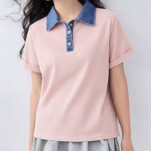 เสื้อโปโลผู้หญิง ทรงหลวม แขนสั้น คอปก สวมใส่สบาย ผ้าเนื้อนุ่ม ดีไซน์ทันสมัย เหมาะสำหรับใส่ในชีวิตประจำวัน ราคาประหยัด - Product Image 1