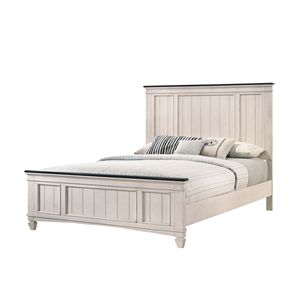 Letto matrimoniale in stile rustico industriale con panelli e pediera integrata, in legno massello, per camera da letto, 1 pezzo, finitura marrone - Product Image 2