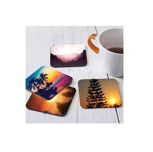Custom Logo Landscape Print Wood Coasters Set Eco Friendly Heat Insulated Anti Slip Square MDF Coffee Mug <b>Table</b> <b>Mat</b> Coasters - Product Image 1