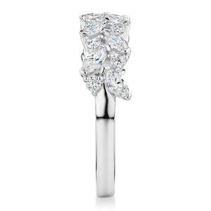 Anillo de Boda Apilable con Diseño de Hojas y Ramas, de Oro Blanco de 14K con Rodio, con Diamante Cultivado en Laboratorio de Corte Marquesa de 1.15 CT, Certificado IGI - Product Image 2