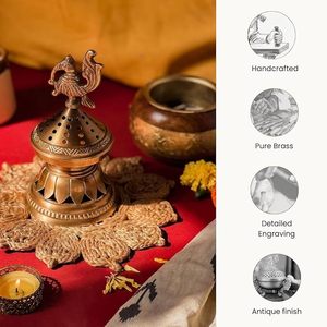 Brûleur en métal artisanal de qualité supérieure, structure résistante à la chaleur, écologique, encens indien pour l'aromathérapie quotidienne et religieuse - Product Image 5