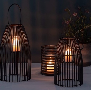 Iron Candle <b>Lanterns</b> <b>Set</b> of 3 Heat Resistant Home Decoration Votive Holders Modern Wire Design - Product Image 1