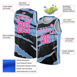 Maillot de basketball personnalisé sublimé, débardeur sans manches, uniforme d'équipe, nom et numéro personnalisés, antibactérien, 100 % polyester, été - Product Image 5