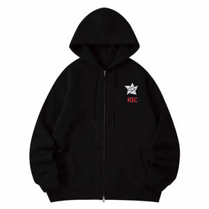 Sudadera con capucha de manga larga al por mayor con logo personalizado, de peso pesado, con hombros caídos y cremallera para hombre, de algodón polar para invierno - Product Image 1