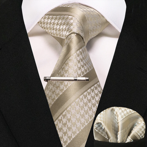 Business <b>Tie</b> for <b>Men</b> Silk <b>Navy</b> blue <b>Tie</b> striped Paisley Necktie Handkerchief <b>Tie</b> clips Set for Wedding Party Gift - Product Image 1