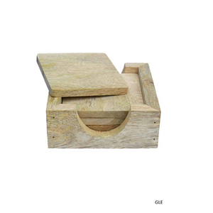 Wholesale Custom Factory Acacia Wood Coasters Absorbent Cork and Wood Mats with Holder for Drinks Birkenburner Friendly - Product Image 3