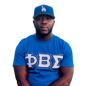 T-shirt Premium en Chenille Bleue avec Lettres Phi Beta Sigma pour Hommes – Coupe Confortable, Tissu de Qualité Supérieure, Vêtement de Fraternité Grecque, Tenue Décontractée - Product Image 1