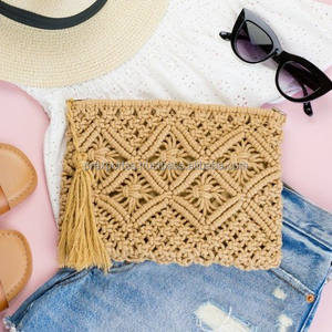 Bolso de Mano de Macramé con Cuentas de Seda, Bolso Tejido Estilo Boho, Bolso de Playa Plegable y Duradero para el Verano, Diseño Personalizado, Venta al por Mayor - Product Image 4