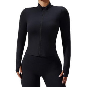 Manufacturer Gym Clothes Custom Logo Lightweight Four-Way Stretch Quick Dry Breathable Plus Size Zipper <b>Jacket</b> Long Sleeves - Product Image 2