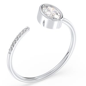 แหวนเงินแท้ 925 REYES ปรับขนาดได้ ประดับเพชรโมอิสซาไนต์ทรงรี 0.52 กะรัต สำหรับผู้หญิง ชุบโรเดียม เครื่องประดับคุณภาพสูง - Product Image 2