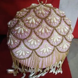 Indian Traditional Luxury Handbag Multicolor <b>Crystal</b> Glass <b>Beaded</b> Durable Artisan Craft Premium Baguette Fashion Accessories - Product Image 1