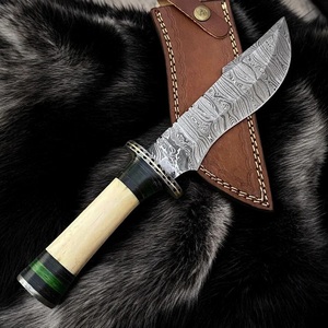 Custom Handmade Damascus Skinner <b>Knife</b> Fixed Blade Outdoor Camping Utility <b>Knife</b> with <b>Bone</b> <b>Handle</b> Leather Sheath OEM Wholesale - Product Image 2