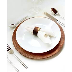 Plato Redondo de Madera de Acacia, Plato de Madera Maciza de 13 Pulgadas, Plato Decorativo para Bodas, Fiestas, Hoteles, Restaurantes - Product Image 1