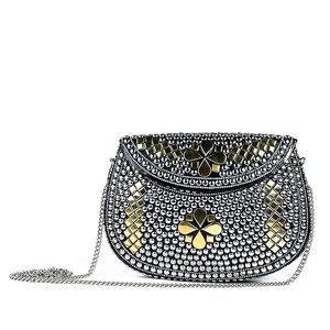 Silver Metal Handmade <b>Bridal</b> Women's Antique Brass Purse Ethnic Handmade Metal Clutch Bag - Product Image 1