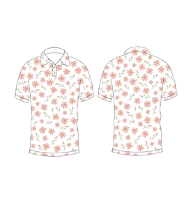 เสื้อโปโลพิมพ์ลายดอกไม้สีชมพูแบบกำหนดเองสำหรับผู้ชาย แขนสั้น สไตล์ลำลอง แฟชั่นฤดูร้อน เสื้อยืดกอล์ฟ - Product Image 6