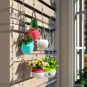 Maceta colgante de cadena, cesta de flores colgante de plástico duradero para el hogar y el jardín - Product Image 2