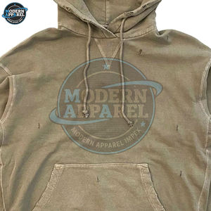 Sudadera con Capucha de Manga Larga con Efecto Desgastado, Personalizada, de Algodón Mezclado, Diseño Exclusivo para Hombre - Product Image 6