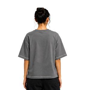 Camiseta de Algodón Premium para Mujer, Corte Holgado Personalizado, Manga Corta, Etiqueta Privada, OEM, ODM, Proveedor de Ropa Urbana - Product Image 3