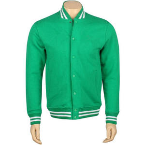 Veste de sport verte pour homme en coton, couleur unie, col rabattu, coupe classique, vêtement décontracté pour l'automne - Product Image 1