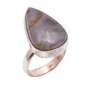 ธรรมชาติมอสอาเกตแหวน925เงินสเตอร์ลิงที่กำหนดเองทำเครื่องประดับจำนวนมากขายส่งแหวนเงินช่างซัพพลายเออร์เครื่องประดับ - Product Image 1