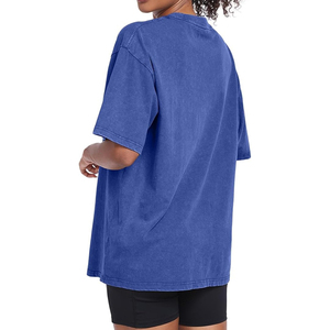 Streetwear Short Sleeves T-shirt Femme 230gsm 100%cotton Heavy Wash Vintage Oversized <b>Down</b> Shoulder t Shirt for Women - Product Image 4
