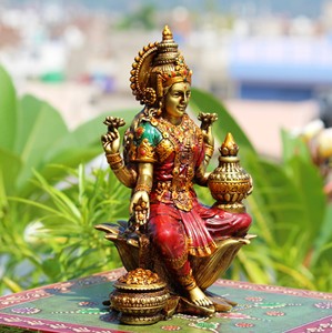 Estatua de Resina de la Diosa Laxmi, Figura Religiosa Hindú India, Ídolo, Decoración Fengshui, Artículo de Regalo - Product Image 3