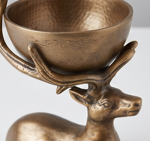Antique Gold Metal Reindeer Holding <b>Bowl</b> Elegant Decorative Accent for Fruits Nuts Flowers Stylish <b>Christmas</b> Home Table Decor - Product Image 5